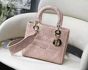 Lady Dior with gold hardware in pink