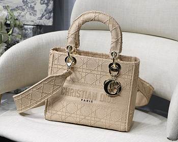  Lady Dior with gold hardware in beige