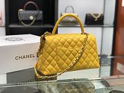 Chanel original iridescent grained calfskin large coco handle bag A92991 yellow - 6
