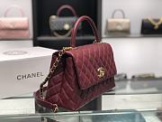 Chanel original iridescent grained calfskin large coco handle bag A92991 burgundy - 2
