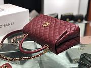 Chanel original iridescent grained calfskin large coco handle bag A92991 burgundy - 6