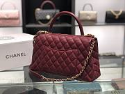 Chanel original iridescent grained calfskin large coco handle bag A92991 burgundy - 3