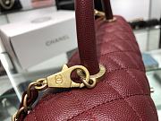 Chanel original iridescent grained calfskin large coco handle bag A92991 burgundy - 5
