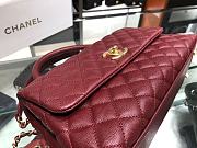 Chanel original iridescent grained calfskin large coco handle bag A92991 burgundy - 4