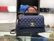 Chanel original iridescent grained calfskin large coco handle bag A92991 royal blue - 1