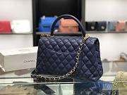 Chanel original iridescent grained calfskin large coco handle bag A92991 royal blue - 2