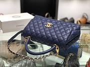 Chanel original iridescent grained calfskin large coco handle bag A92991 royal blue - 4