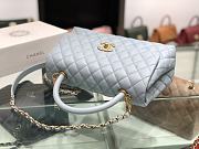 Chanel original iridescent grained calfskin large coco handle bag A92991 light blue - 3