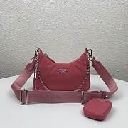 PRADA BLACK NYLON HOBO BAG 1BH204 RE-EDITION 2005 IN PINK - 1