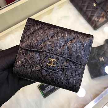 Chanel Black Gold Hardware Wallet 82288#