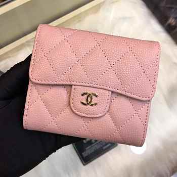  Chanel Pink Wallet with Gold Hardware 82288#