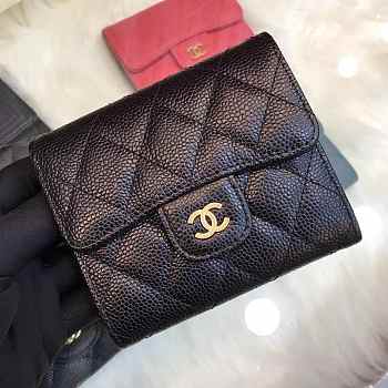 Chanel Wallet Black Surface Green Lining Gold Hardware 82288