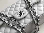 Chanel White Flap Lambskin Leather With Silver Hardware 25cm - 2