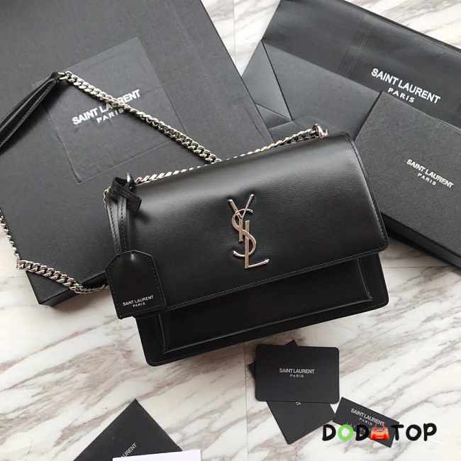 YSL Black Smooth Leather Sunset #441971 With Silver Hardware - 1