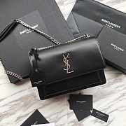 YSL Black Smooth Leather Sunset #441971 With Silver Hardware - 1