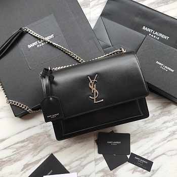 YSL Black Smooth Leather Sunset #441971 With Silver Hardware