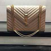 YSL College Large Bag In Grain Beige Leather Gold Hardware 31x22x7.5cm - 1