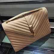 YSL College Large Bag In Grain Beige Leather Gold Hardware 31x22x7.5cm - 3