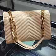 YSL College Large Bag In Grain Beige Leather Gold Hardware 31x22x7.5cm - 5