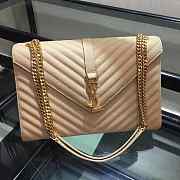 YSL College Large Bag In Grain Beige Leather Gold Hardware 31x22x7.5cm - 6