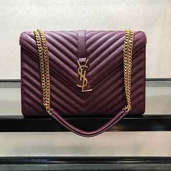 YSL College Large Bag In Grain Burgundy Leather Gold Hardware 31x22x7.5cm