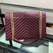 YSL College Large Bag In Grain Burgundy Leather Gold Hardware 31x22x7.5cm - 5