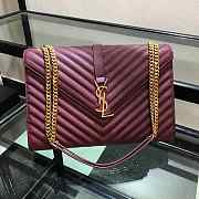 YSL College Large Bag In Grain Burgundy Leather Gold Hardware 31x22x7.5cm - 4