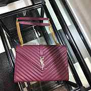 YSL College Large Bag In Grain Burgundy Leather Gold Hardware 31x22x7.5cm - 2