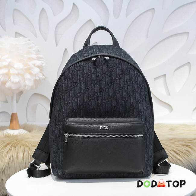 Dior Black Oblique & Leather Backpack - 1