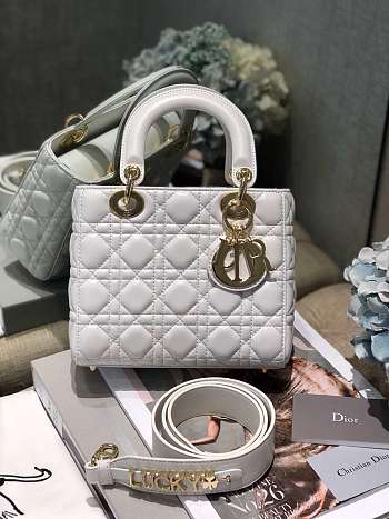 Dior white Lady Dior with gold hardware 20cm