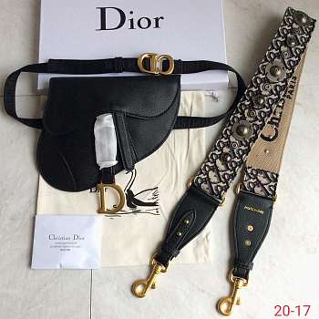  Dior Black Saddle Waist Bag(With Strap)