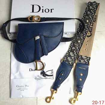 Dior Blue Saddle Waist Bag(With Strap)