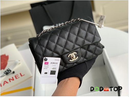 Chanel flap bag 20cm in black with silver hardware - 1