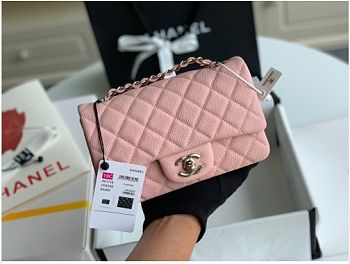 Chanel flap bag 20cm in pink with silver hardware