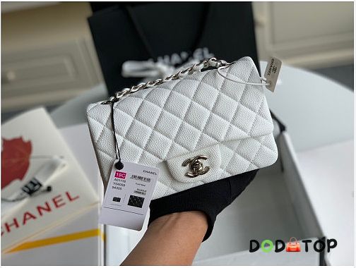 Chanel flap bag 20cm in white with silver hardware - 1