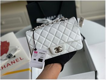 Chanel flap bag 20cm in white with silver hardware
