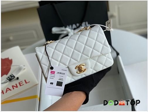 Chanel flap bag 20cm in white with gold hardware - 1