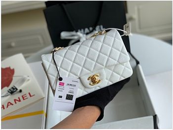 Chanel flap bag 20cm in white with gold hardware
