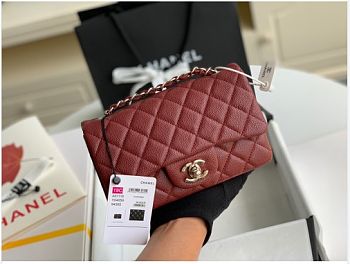 Chanel flap bag 20cm in burgundy with silver hardware
