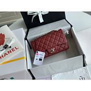 Chanel flap bag 20cm in burgundy with silver hardware - 2