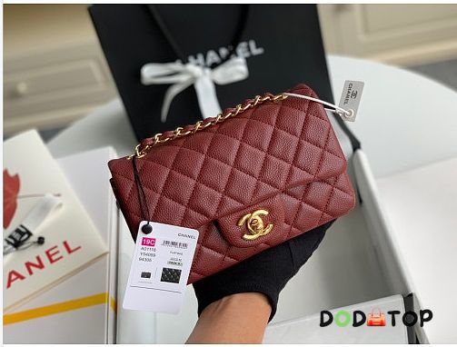 Chanel flap bag 20cm in burgundy with gold hardware - 1