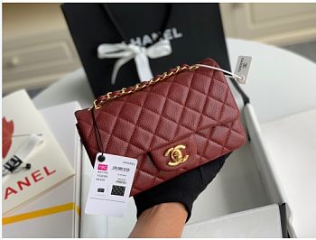 Chanel flap bag 20cm in burgundy with gold hardware