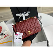 Chanel flap bag 20cm in burgundy with gold hardware - 6