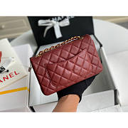 Chanel flap bag 20cm in burgundy with gold hardware - 5