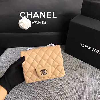  Chanel Mini Flap Beige Bag Lambskin Leather With Silver Hardware 17CM