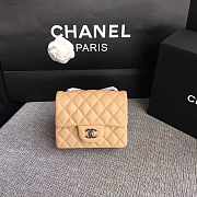  Chanel Mini Flap Beige Bag Lambskin Leather With Silver Hardware 17CM - 3
