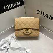 CHANEL FLAP BAG CAVIAR GOLD HARDWARE IN BEIGE 17CM - 1