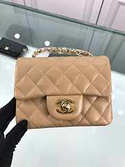 Chanel Mini Flap Beige Bag Lambskin Leather With Gold Hardware 17CM - 1