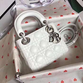 Dior Micro Lady Dior in White with Silver Hardware