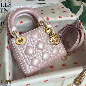 Dior Micro Lady Dior in Pearly pink with Gold Hardware